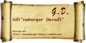 Günsberger Dezső névjegykártya